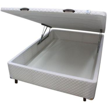 Imagem de Cama Box CASAL Bau Frontal Pistão Branco - 138x188 - Cosmopolita, 138x