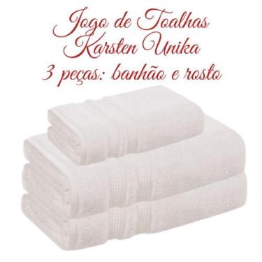 Imagem de Jogo de Toalhas Karsten Unika 3 Peças Banhão e Rosto Brancas
