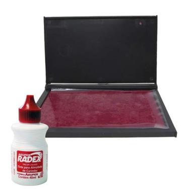 Imagem de Almofada Carimbo Grande N4 Vermelha Com Tinta Refil - Radex