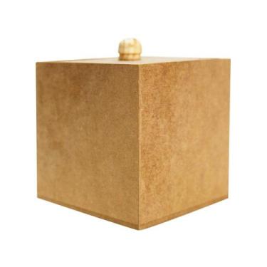 Imagem de Caixa com Tampa de Encaixe de Mdf Madeira Crua - Tamanho: 08 X 08 X 08