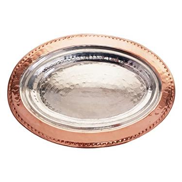 Imagem de DLK - Prato de servir de cobre puro feito à mão - Iskender Kebab prato - apresentação de kebab turco - prato oval de cobre 12 polegadas (31 cm)