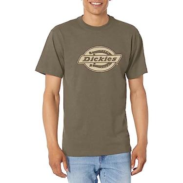 Imagem de Dickies Camiseta masculina de manga curta com logotipo pesado, Verde musgo, G
