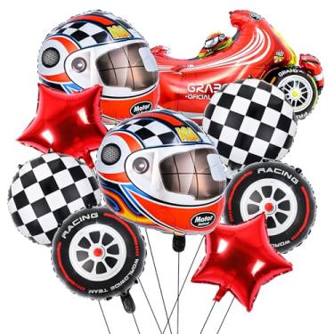 Imagem de Piokio Race Car Balloons - 40 Inch Big Mylar Foil Racing Number, Birthday Balloons for Boys Car Themed Truck Wheel Party Decorations Supplies