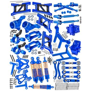 Imagem de RC Aluminum Metal Shocks&Drive Shaft Axles&Suspension Arms&Steering Block&Camber Links Toe Links&Gearbox&Body Posts Mount&Shock Tower Upgrades Parts for 1/18 LaTrax Teton Desert Prerunner,Navy Blue