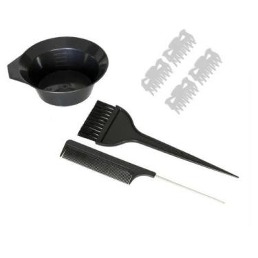 Imagem de Kit Pintura de Cabelo Preto 7 Peças Pincel Pente Tigela Prendedores - 