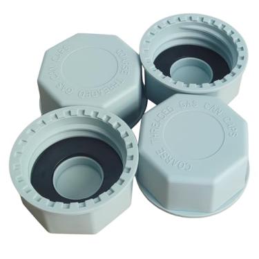 Imagem de Tampas de lata de gás espessas, pacote com 4, cabe na maioria das latas de gás de 5, 3,2, 1 galão, substituição para tampas de latas de gasolina do meio-oeste, tampa de rosca grossa (cinza)