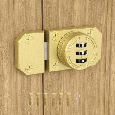 Imagem de Fechadura de armário sem chave, fechadura mecânica de combinação de 3 dígitos, fechadura de gaveta de liga de zinco com parafusos para porta unidirecional, porta de celeiro, armário, fechadura de