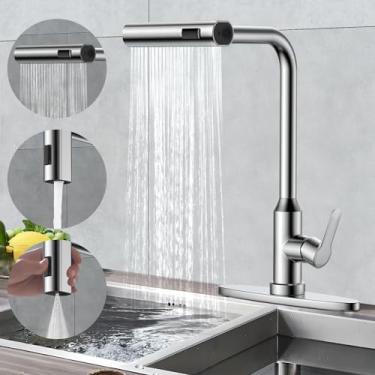 Imagem de LucZeng Torneira de cozinha em cascata com pulverizador de puxar para baixo, Torneira d...