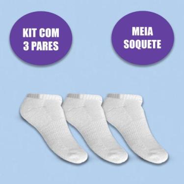 Imagem de Kit 3 Pares de Meias Kyor Unissex Brancas Cano Longo Cano Curto Soquet