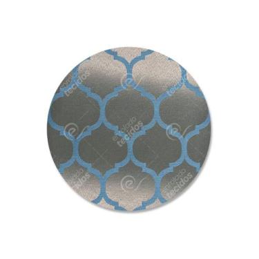 Imagem de Capa para Sousplat em Tecido Jacquard Azul e Dourado Geométrico Tradic