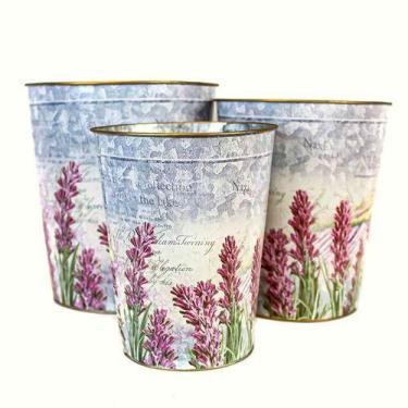 Imagem de Cachepot Kit 3 Vasos Metal Galvanizado Conjunto Floreira - Vacheron, M