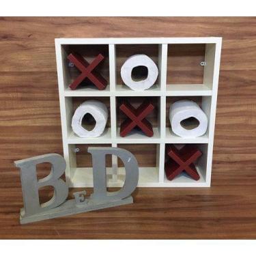 Imagem de Nicho Jogo Da Velha Porta Papel Higiênico Branco Com 3 X - B&D Arte e 