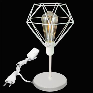 Imagem de Luminária Mesa Abajur Mini Aramado Diamante Branco P/Decorar - Jota Il