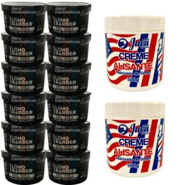 Imagem de Kit 2 Alisante Americano 500g Juca + 12 Gel Long Barber 300g - Juca Me