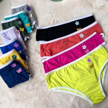 Imagem de Kit 5 Calcinha Infantil Menina Criança Confortável Laterais Largas Toq