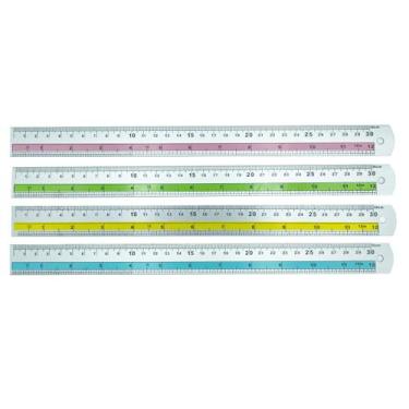 Imagem de Régua de Alumínio Material Escolar 30 Cm Colorida - Barretto MegaStore