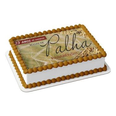 Imagem de Papel De Arroz P/ Bolo Bodas De Palha 23 Anos De Casados - Genérico