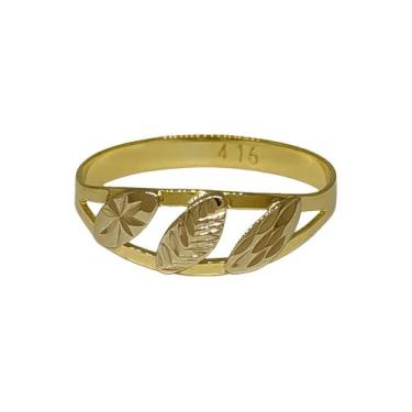 Imagem de Anel Em Ouro 18k 750 3 Folhas Aro Aberto, 16