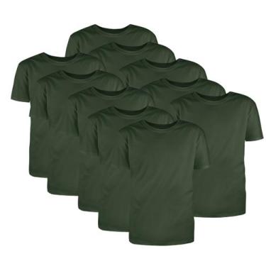 Imagem de Kit com 10 Camisetas Básicas Algodão Verde Musgo Tamanho GG - Mc Cloth