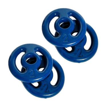 Imagem de Kit 2 pares (4 unidades) de anilha revestida 2kg  iniciativa fitness