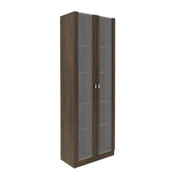 Imagem de Armário 2 Portas Com Vidro 59,8x171,5x31,5 cm Rústico - Tecnomobili