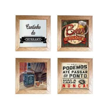 Imagem de Kit 4 Quadros Decorativos Area Gourmet Cantinho do Churrasco Cozinha P