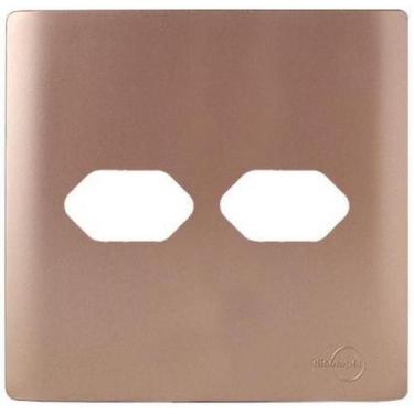 Imagem de Placa Para 2 Tomadas Com Suporte 4X4 - Novara Ouro Rose - Dicompel Nov