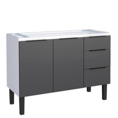 Imagem de Gabinete de Aço Para Pia 120cm 2 Portas 3 Gavetas Jupter Cozimax Preto