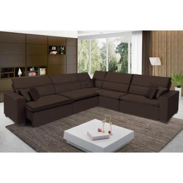 Imagem de Sofá Milão 3.75x3.75m de Canto, Retrátil e Reclinável - Marrom - Sofis
