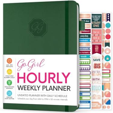 Imagem de GoGirl Agenda semanal – Planejador de trabalho e vida a hora com horários – Organizador de agenda vertical para produtividade diária, A5 (verde floresta)