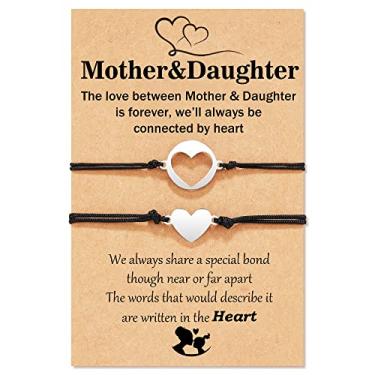 Imagem de Tarsus 2/3/4 pulseiras para mãe e filha, joias combinando com coração e dia das mães, presentes para mãe, filha, mulheres e meninas, 6.7 inches, Aço inoxidável Nylon, Sem Pedra Preciosa