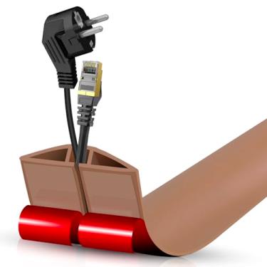 Imagem de Escondedor autoadesivo para cabo de chão, gerenciamento de cabos de 9 m, protetor de faixa de extensão para fios, evita viagens de cabos para escritórios, academias, exposições. Cavidade: 1,2 cm (L) x