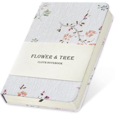 Imagem de ipoul Diário de bolso, caderno de linho floral, bordado semelhante, caderno A6, diário 10 x 15 cm, capa dura, caderno de desenho forrado e sem forro, branco