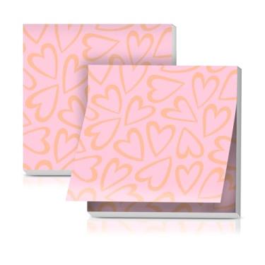 Imagem de LETRLYK Pacote com 2 notas adesivas 7,5 x 7,6 cm, forte poder de colagem, fácil de colocar para casa, escritório, 80 folhas/blocos, coração rosa