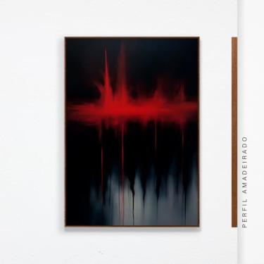 Imagem de Obra de Arte em Tela Canvas 100% Algodão, Composição Dramática e Minimalista, 'PERSUASÃO' (amadeirada, 54X77, Emoldurado)