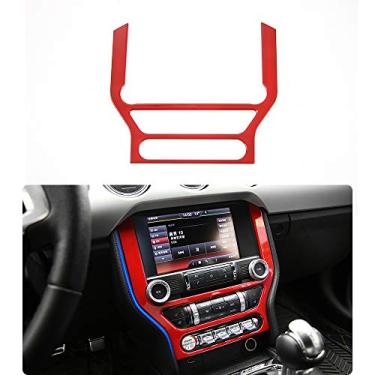 Imagem de Painel de navegação GPS para console central de carro, moldura decorativa para Ford Mustang 2015 2016 2017 2018 (vermelho)
