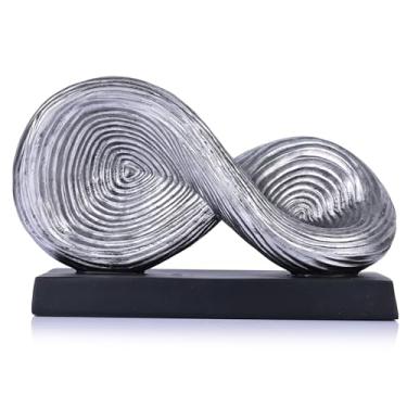 Imagem de oliruim Escultura de símbolo de laço infinito de arte abstrata, decoração de detalhes de casa de nó geométrico prateado para peso de papel, mesa, sala de estar, objetos decorativos de escritório