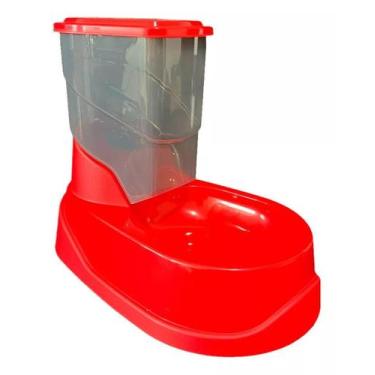Imagem de Comedouro De Ração Automático Para Caes E Gatos 500gr - DSF, Vermelho