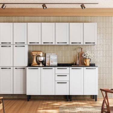 Imagem de Cozinha Compacta em Aço 5 Peças 16 Portas 2 Gavetas Itatiaia Florença Branco Neve