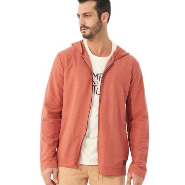 Imagem de Moletom Colcci Masculino Hoodie Full-Zip Texture Refile Terracota Mescla-Masculino