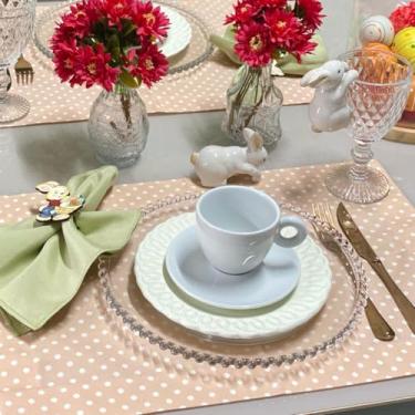 Imagem de Kit 6 Jogos Americanos com 6 Guardanapos e 6 Pg Páscoa Colorido Póa (POÁ SALMÃO - GUARDANAPO VERDE ERVA DOCE - PG COELHO TRADICIONAL)