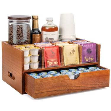 Imagem de OWATRKDEY Organizador de Café com Gaveta para Bancada - Estação de Café e Chá Compacta - Suporte Prático para Cafeteira e Utensílios