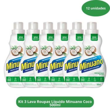 Imagem de Kit 12 Lava Roupas Líquido Minuano Coco 500ml