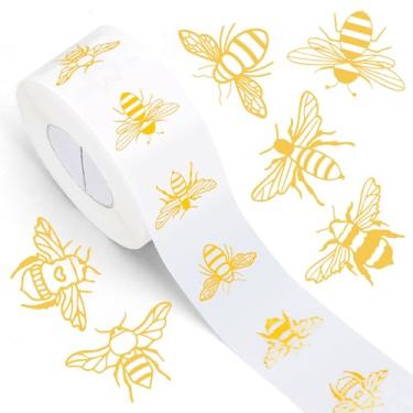 Imagem de FYSUIMU 1000 pçs adesivos transparentes de abelha rolo folha dourada Bumble Bee Seal adesivos autoadesivos para artesanato scrapbook envelope cartão decoração de lembrancinha de festa
