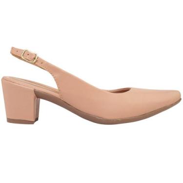 Imagem de Sapato Scarpin Feminino Salto Baixo Aberto Atrás Slingback Confortavel