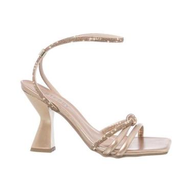 Imagem de Sandália Feminina  Com Strass Salto Alto Grosso Brilho - Stessy Shoes,
