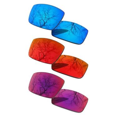 Imagem de ToughAsNails 3 pares de lentes polarizadas de substituição para Oakley Gascan Pack-IFM6, Azul gelo, laranja fogo e sol da meia-noite