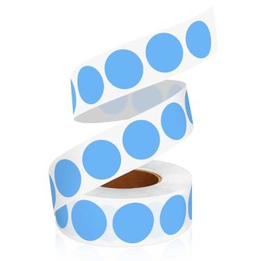 Imagem de WANSTE Etiquetas removíveis multiuso de 0,75 polegadas, 1000 peças de pontos azul-celeste de 0,75 cm para sala de aula, papéis, mercado, etiquetas de preços e etiquetas de livros de biblioteca.
