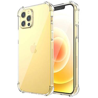 Imagem de USTIYA Capa para iPhone 12 Pro Max 6.7" Capa de Uso Resistente, Bumper de Absorção de Choques em TPU Transparente, Protector da Câmera, com Espessamento nas Quatro Pontas da Carcasa.
