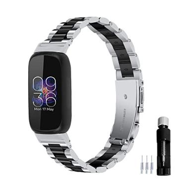 Imagem de Gheper Pulseira de relógio de metal compatível com Fitbit Inspire 3 pulseira de aço inoxidável de substituição para smartwatch inspire3 acessório para mulheres e homens